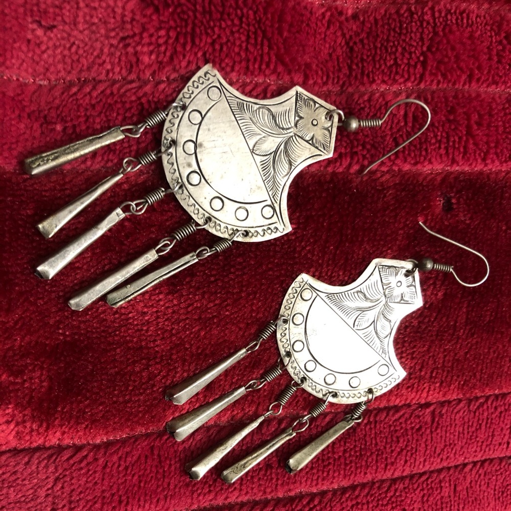 Silver tassel earrings